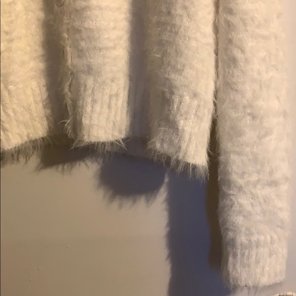 size M White fluffy button up sweater - Picture 7 of 7